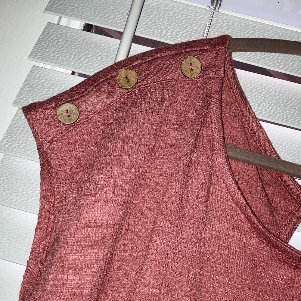 Elegant Button-Shoulder Blouse - Terracotta - Picture 3 of 8